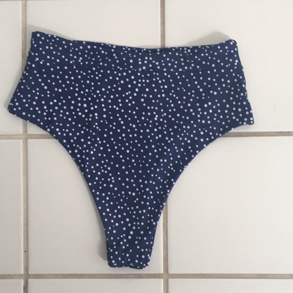 High waisted polka dot bikini bottom